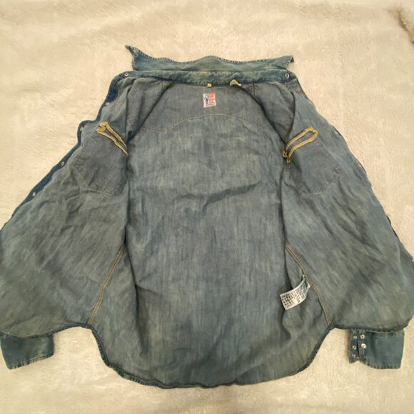 Levi’s VTG Sawtooth Big E Tab Men’s Large Pearl Snap Western - Picture 5 of 5